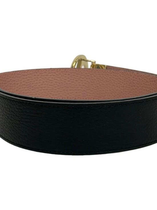 GUCCI 450000 Black Pink Beige Gold Leather Hardware Belt main image 4
